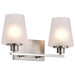 SATCO/NUVO Lune 2-Light Vanity Brushed Nickel Finish Etched White Glass (60-8222)