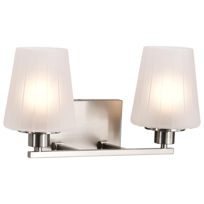 SATCO/NUVO Lune 2-Light Vanity Brushed Nickel Finish Etched White Glass (60-8222)