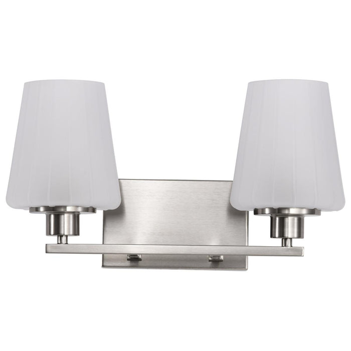 SATCO/NUVO Lune 2-Light Vanity Brushed Nickel Finish Etched White Glass (60-8222)