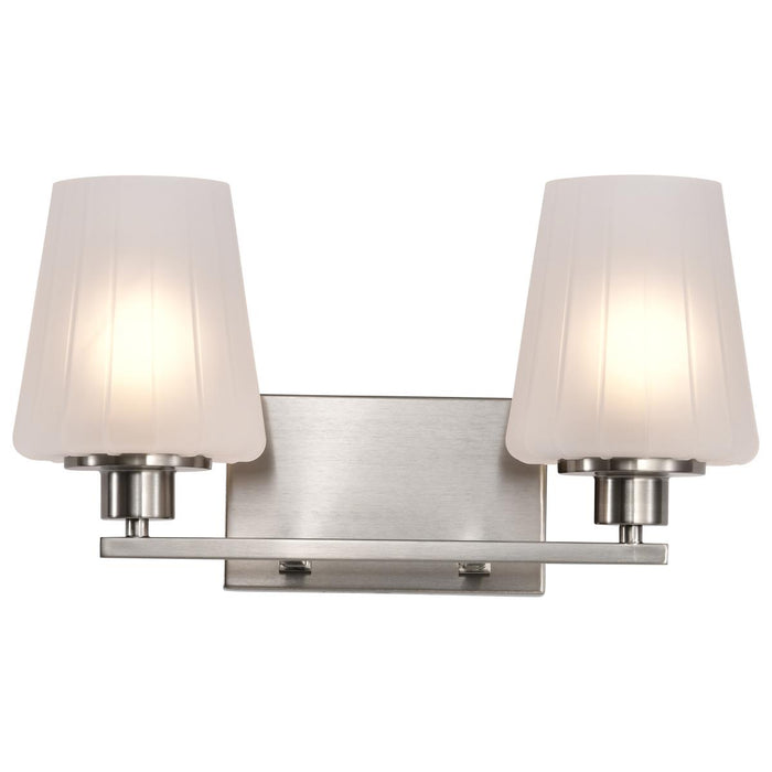 SATCO/NUVO Lune 2-Light Vanity Brushed Nickel Finish Etched White Glass (60-8222)