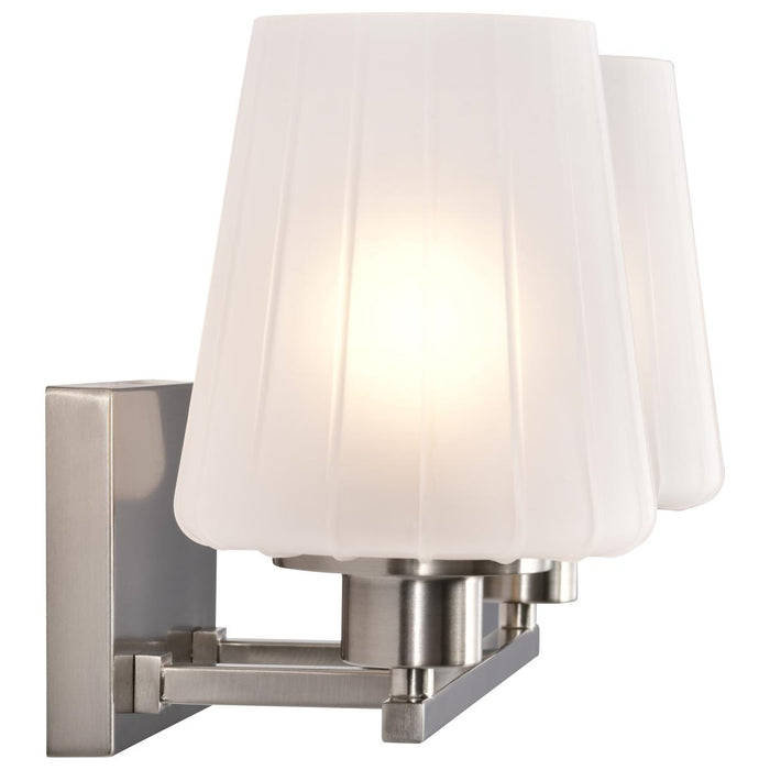 SATCO/NUVO Lune 2-Light Vanity Brushed Nickel Finish Etched White Glass (60-8222)