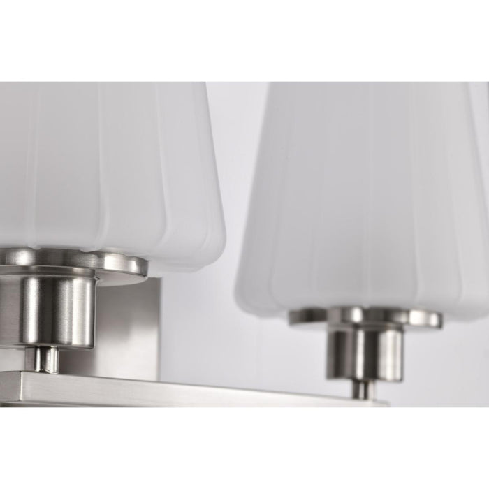 SATCO/NUVO Lune 2-Light Vanity Brushed Nickel Finish Etched White Glass (60-8222)