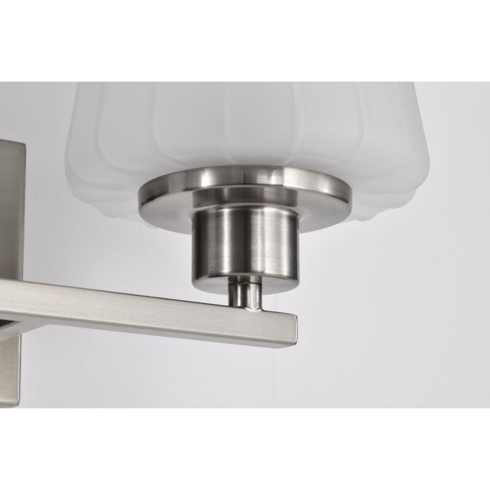 SATCO/NUVO Lune 2-Light Vanity Brushed Nickel Finish Etched White Glass (60-8222)