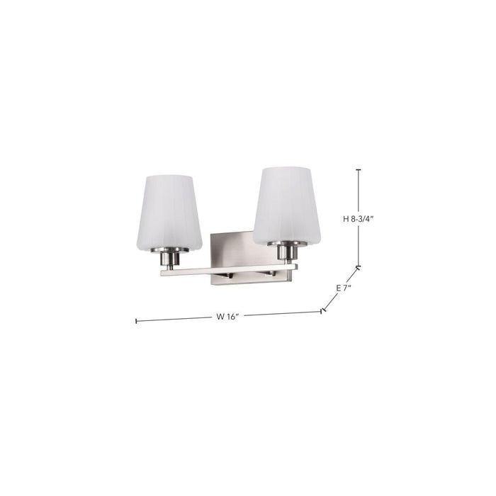 SATCO/NUVO Lune 2-Light Vanity Brushed Nickel Finish Etched White Glass (60-8222)