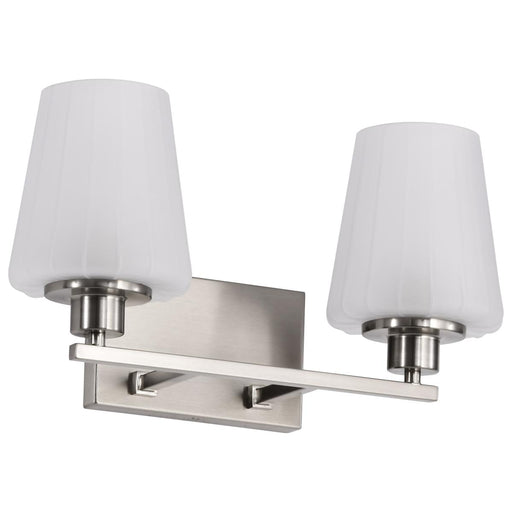 SATCO/NUVO Lune 2-Light Vanity Brushed Nickel Finish Etched White Glass (60-8222)