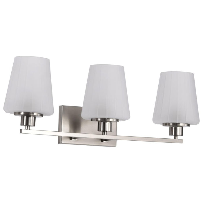 SATCO/NUVO Lune 3-Light Vanity Brushed Nickel Finish Etched White Glass (60-8223)