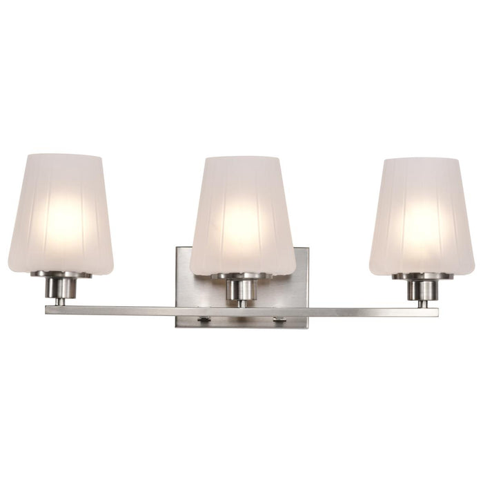 SATCO/NUVO Lune 3-Light Vanity Brushed Nickel Finish Etched White Glass (60-8223)