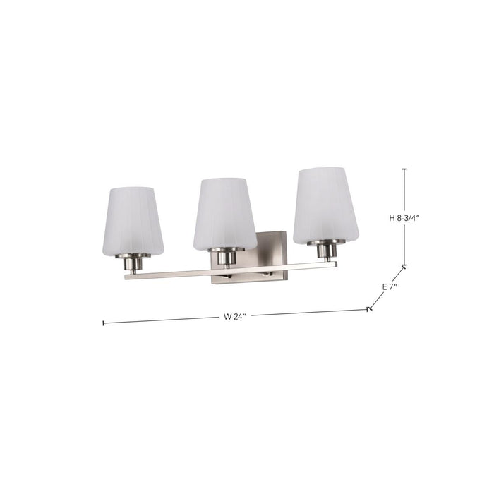 SATCO/NUVO Lune 3-Light Vanity Brushed Nickel Finish Etched White Glass (60-8223)