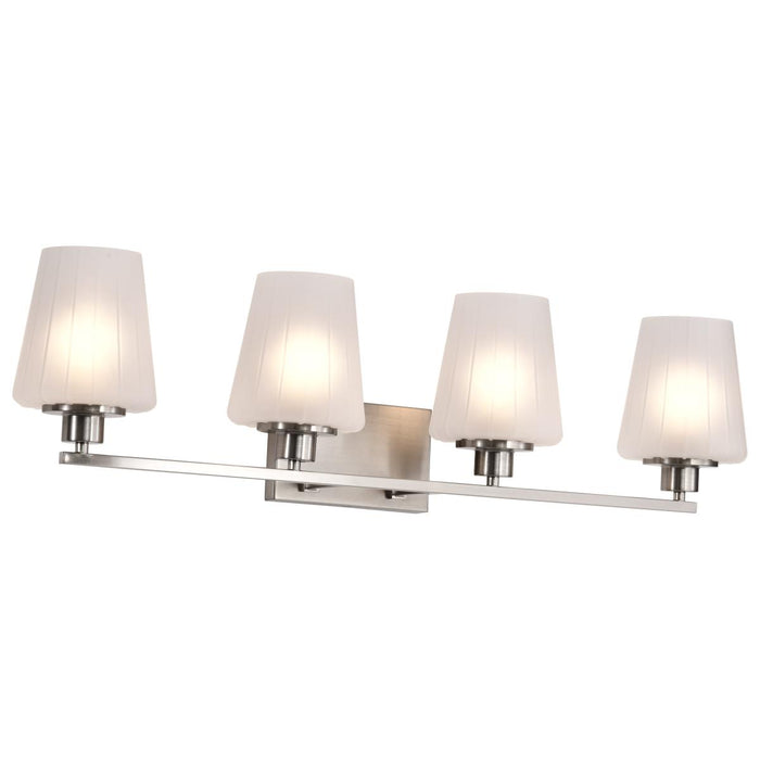 SATCO/NUVO Lune 4-Light Vanity Brushed Nickel Finish Etched White Glass (60-8224)