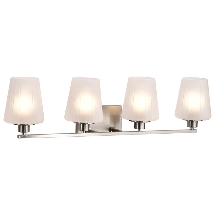 SATCO/NUVO Lune 4-Light Vanity Brushed Nickel Finish Etched White Glass (60-8224)