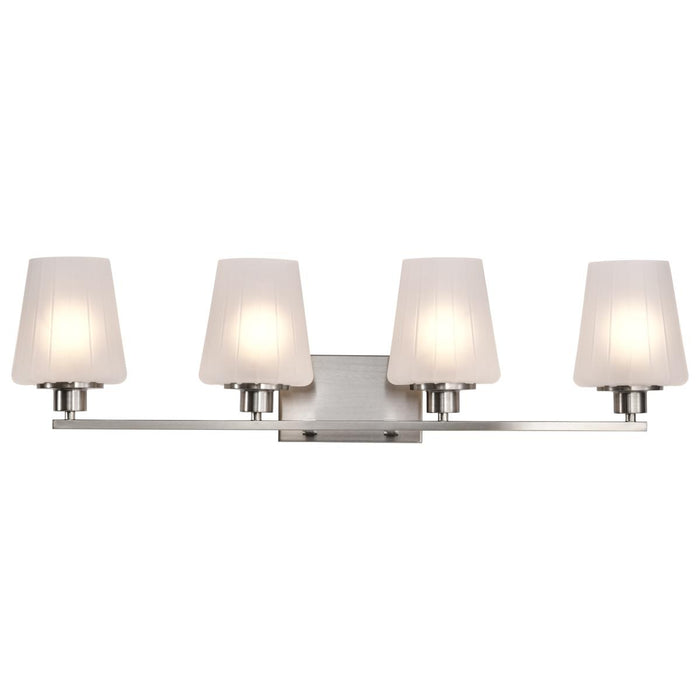 SATCO/NUVO Lune 4-Light Vanity Brushed Nickel Finish Etched White Glass (60-8224)