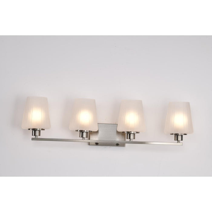 SATCO/NUVO Lune 4-Light Vanity Brushed Nickel Finish Etched White Glass (60-8224)
