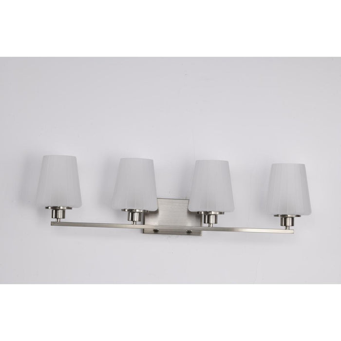 SATCO/NUVO Lune 4-Light Vanity Brushed Nickel Finish Etched White Glass (60-8224)