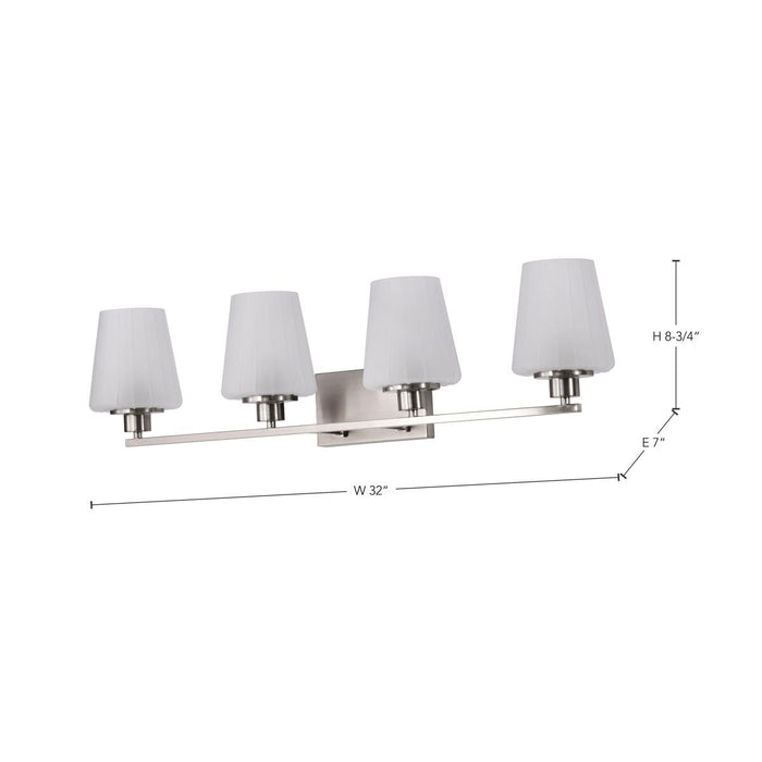 SATCO/NUVO Lune 4-Light Vanity Brushed Nickel Finish Etched White Glass (60-8224)