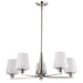 SATCO/NUVO Lune 5-Light Chandelier Brushed Nickel Finish Etched White Glass (60-8225)