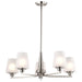 SATCO/NUVO Lune 5-Light Chandelier Brushed Nickel Finish Etched White Glass (60-8225)