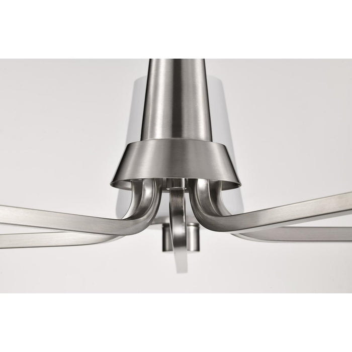 SATCO/NUVO Lune 5-Light Chandelier Brushed Nickel Finish Etched White Glass (60-8225)