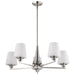 SATCO/NUVO Lune 5-Light Chandelier Brushed Nickel Finish Etched White Glass (60-8225)