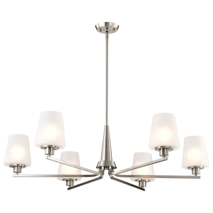 SATCO/NUVO Lune 6-Light Chandelier Brushed Nickel Finish Etched White Glass (60-8226)