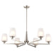 SATCO/NUVO Lune 6-Light Chandelier Brushed Nickel Finish Etched White Glass (60-8226)
