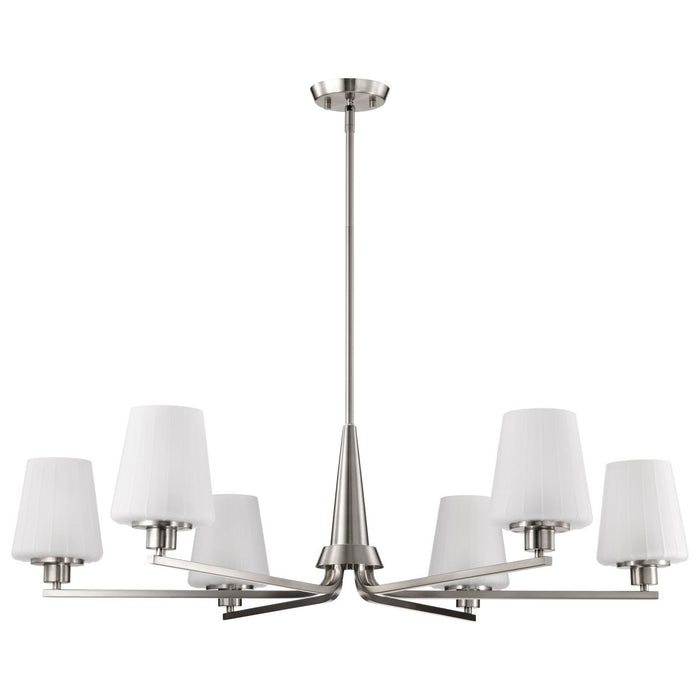 SATCO/NUVO Lune 6-Light Chandelier Brushed Nickel Finish Etched White Glass (60-8226)