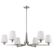SATCO/NUVO Lune 6-Light Chandelier Brushed Nickel Finish Etched White Glass (60-8226)