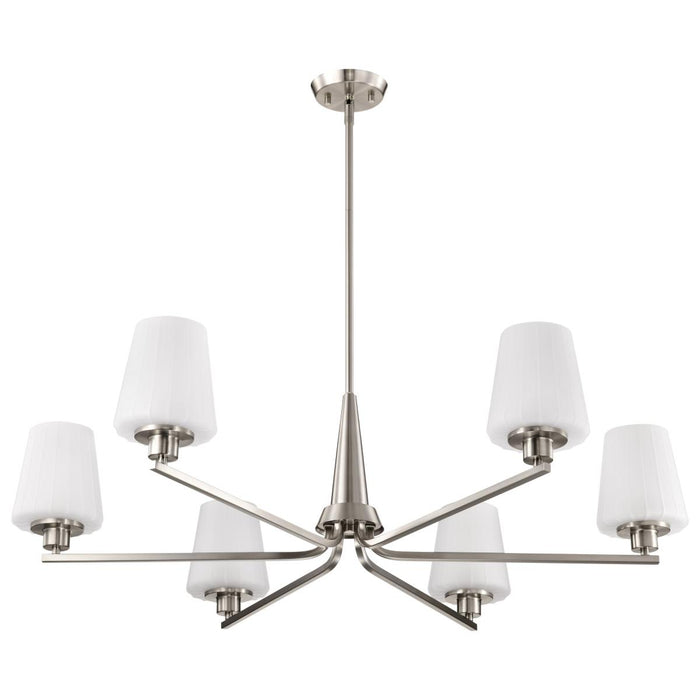 SATCO/NUVO Lune 6-Light Chandelier Brushed Nickel Finish Etched White Glass (60-8226)