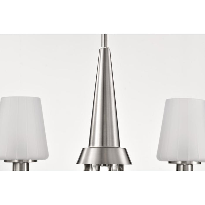 SATCO/NUVO Lune 6-Light Chandelier Brushed Nickel Finish Etched White Glass (60-8226)