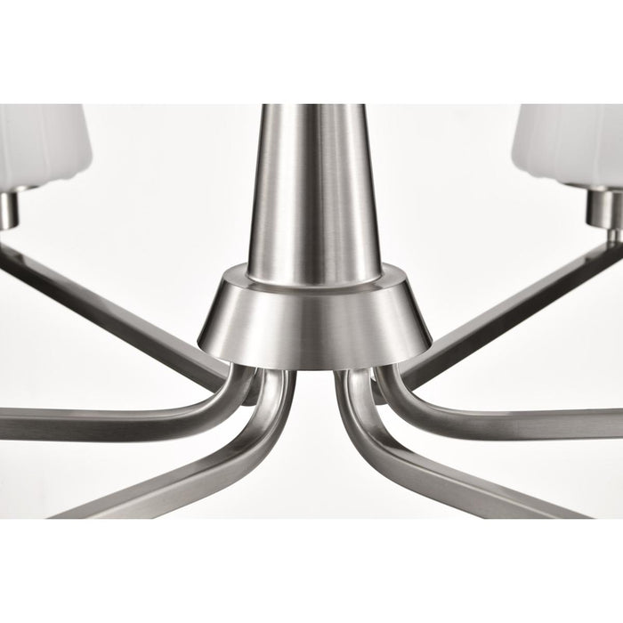 SATCO/NUVO Lune 6-Light Chandelier Brushed Nickel Finish Etched White Glass (60-8226)