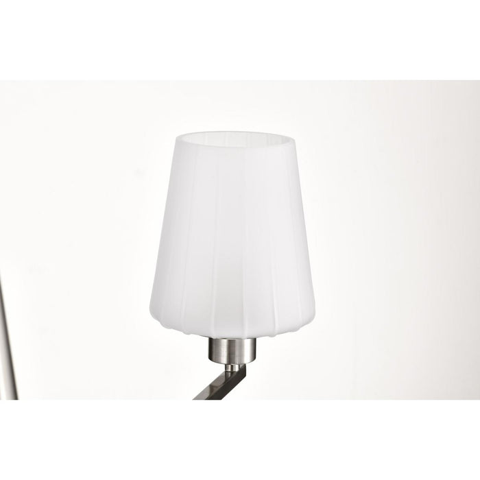 SATCO/NUVO Lune 6-Light Chandelier Brushed Nickel Finish Etched White Glass (60-8226)