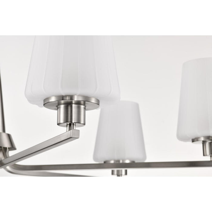 SATCO/NUVO Lune 6-Light Chandelier Brushed Nickel Finish Etched White Glass (60-8226)