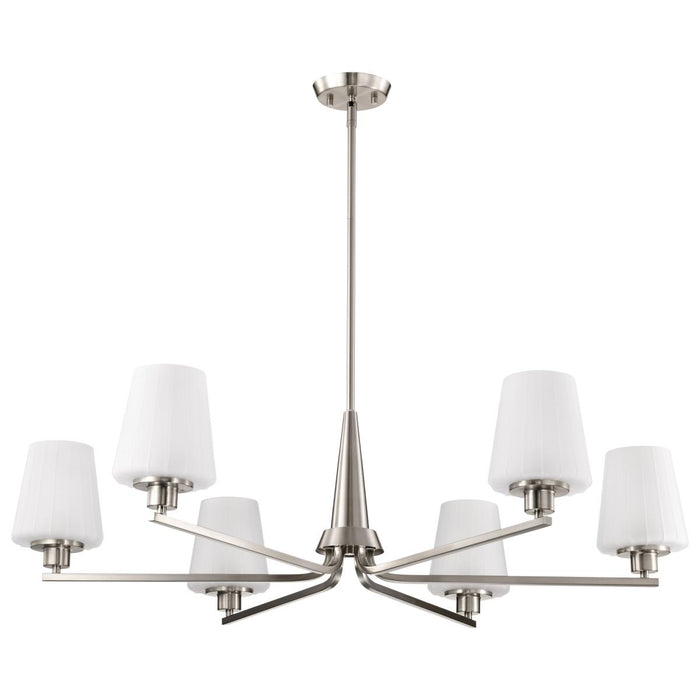SATCO/NUVO Lune 6-Light Chandelier Brushed Nickel Finish Etched White Glass (60-8226)