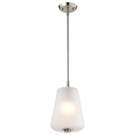 SATCO/NUVO Lune Mini Pendant Brushed Nickel Finish Etched White Glass (60-8227)
