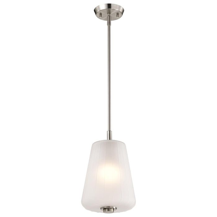 SATCO/NUVO Lune Mini Pendant Brushed Nickel Finish Etched White Glass (60-8227)