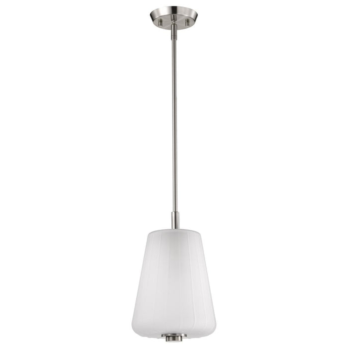 SATCO/NUVO Lune Mini Pendant Brushed Nickel Finish Etched White Glass (60-8227)