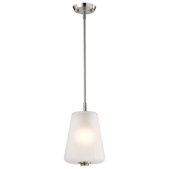 SATCO/NUVO Lune Mini Pendant Brushed Nickel Finish Etched White Glass (60-8227)