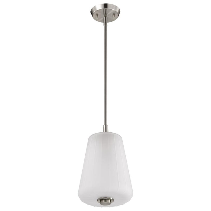 SATCO/NUVO Lune Mini Pendant Brushed Nickel Finish Etched White Glass (60-8227)