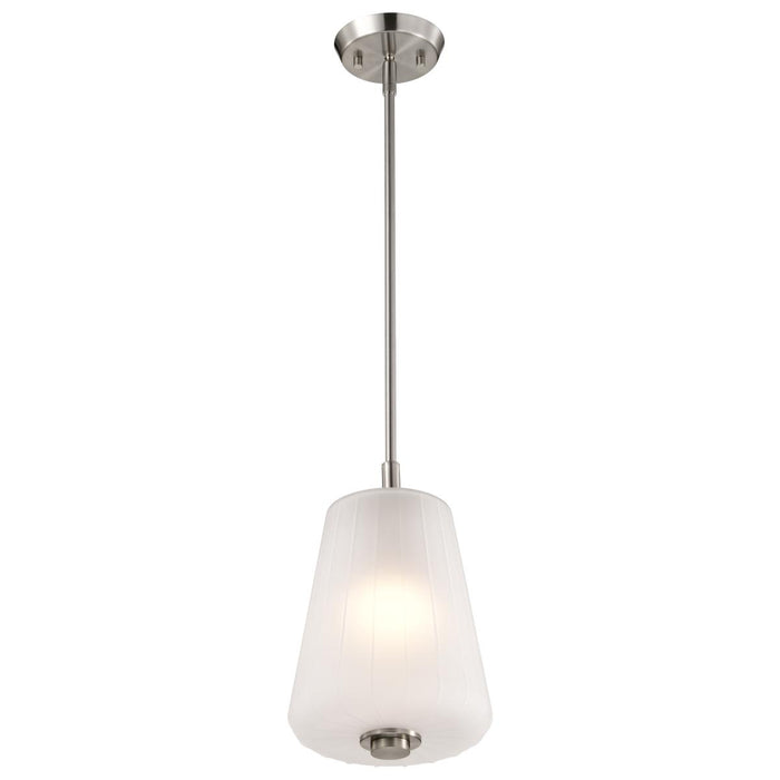 SATCO/NUVO Lune Mini Pendant Brushed Nickel Finish Etched White Glass (60-8227)