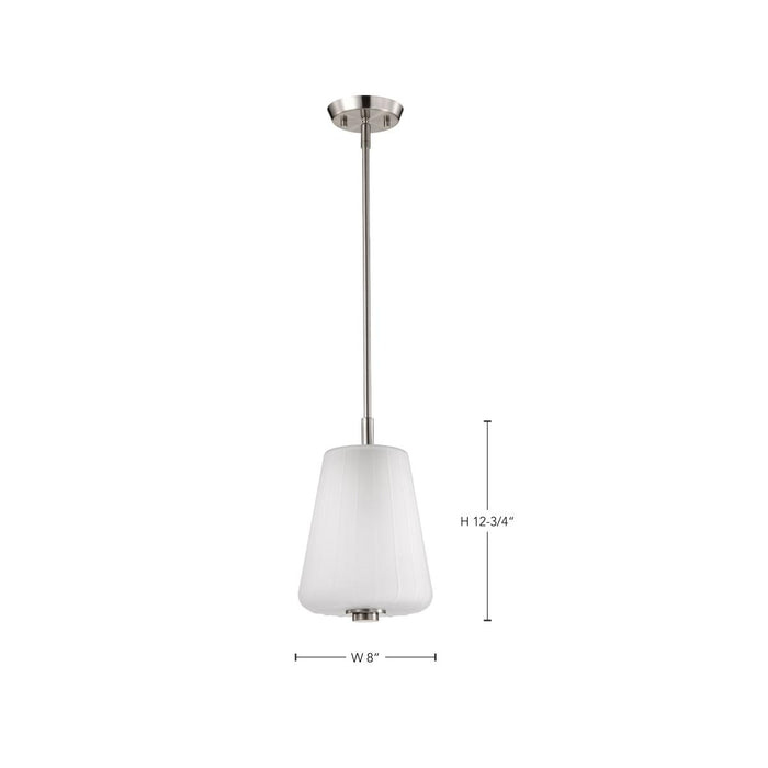 SATCO/NUVO Lune Mini Pendant Brushed Nickel Finish Etched White Glass (60-8227)