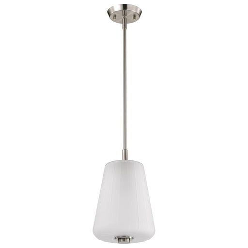SATCO/NUVO Lune Mini Pendant Brushed Nickel Finish Etched White Glass (60-8227)