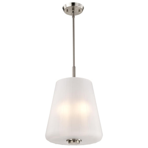 SATCO/NUVO Lune 3-Light Pendant Brushed Nickel Finish Etched White Glass (60-8228)