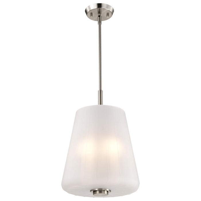 SATCO/NUVO Lune 3-Light Pendant Brushed Nickel Finish Etched White Glass (60-8228)