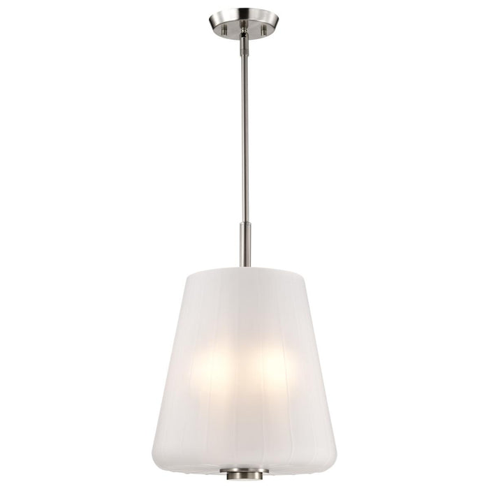 SATCO/NUVO Lune 3-Light Pendant Brushed Nickel Finish Etched White Glass (60-8228)