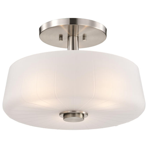SATCO/NUVO Lune 3-Light Semi-Flush Brushed Nickel Finish Etched White Glass (60-8229)