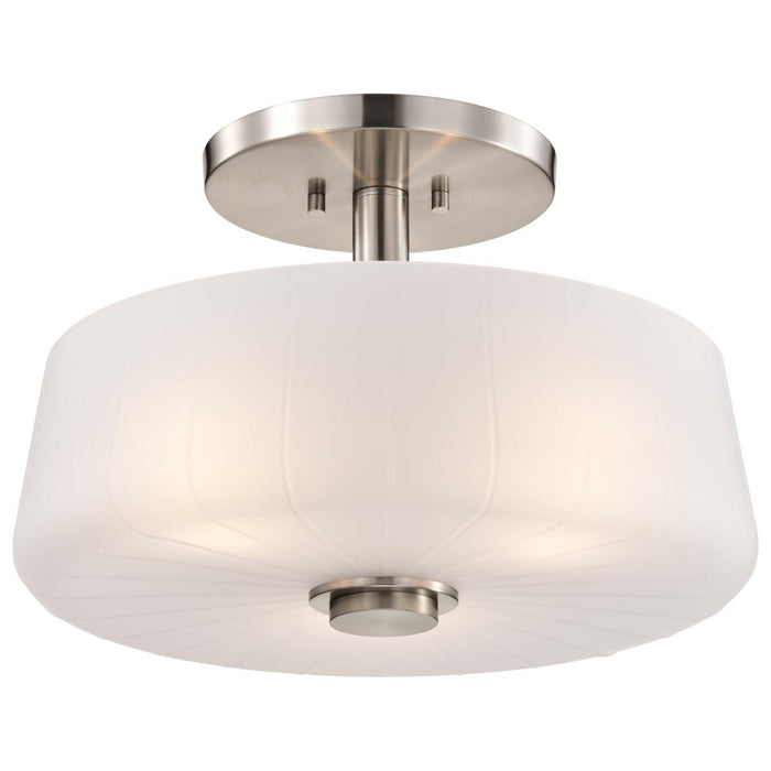 SATCO/NUVO Lune 3-Light Semi-Flush Brushed Nickel Finish Etched White Glass (60-8229)