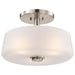 SATCO/NUVO Lune 3-Light Semi-Flush Brushed Nickel Finish Etched White Glass (60-8229)