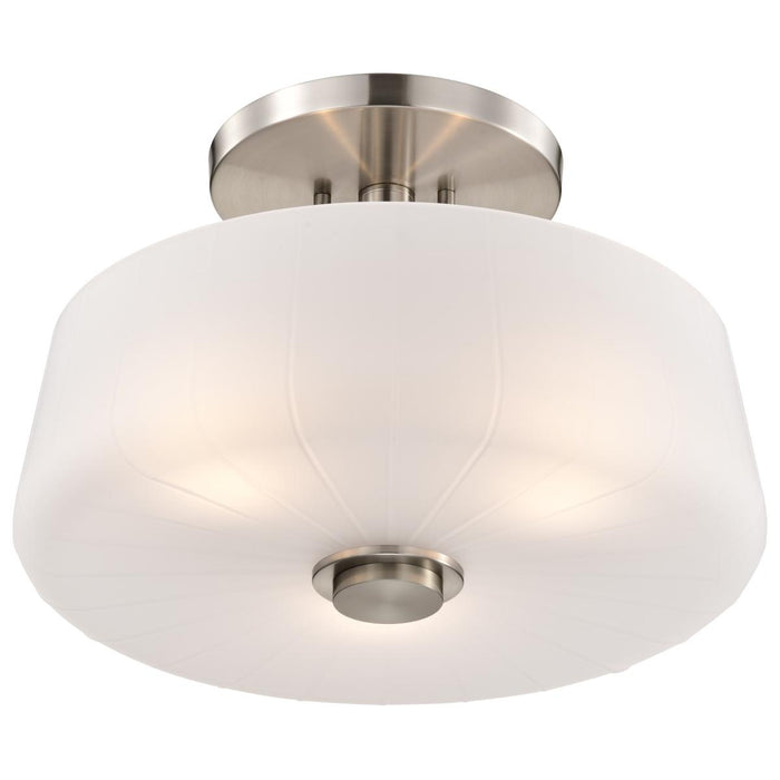 SATCO/NUVO Lune 3-Light Semi-Flush Brushed Nickel Finish Etched White Glass (60-8229)