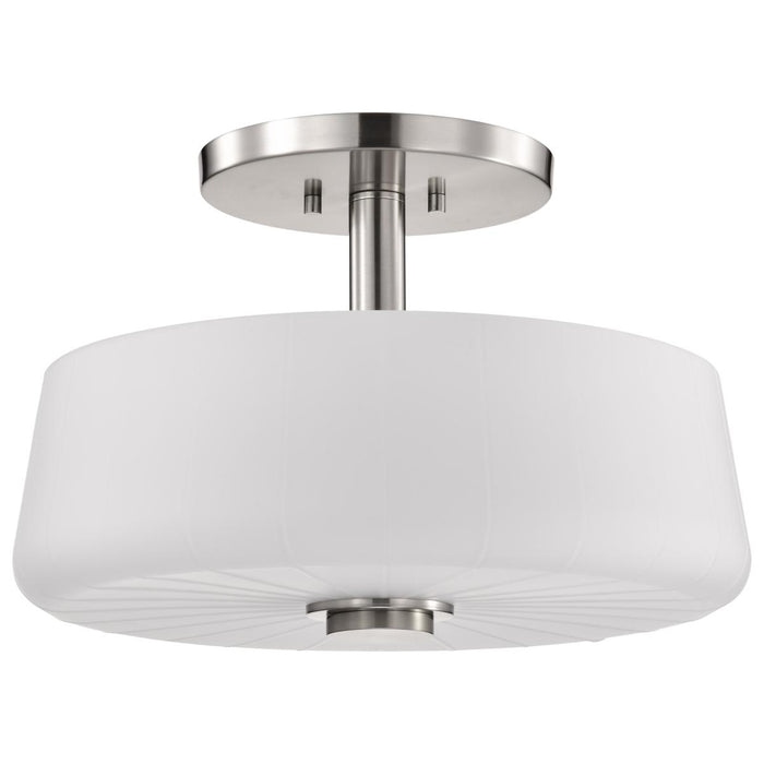 SATCO/NUVO Lune 3-Light Semi-Flush Brushed Nickel Finish Etched White Glass (60-8229)
