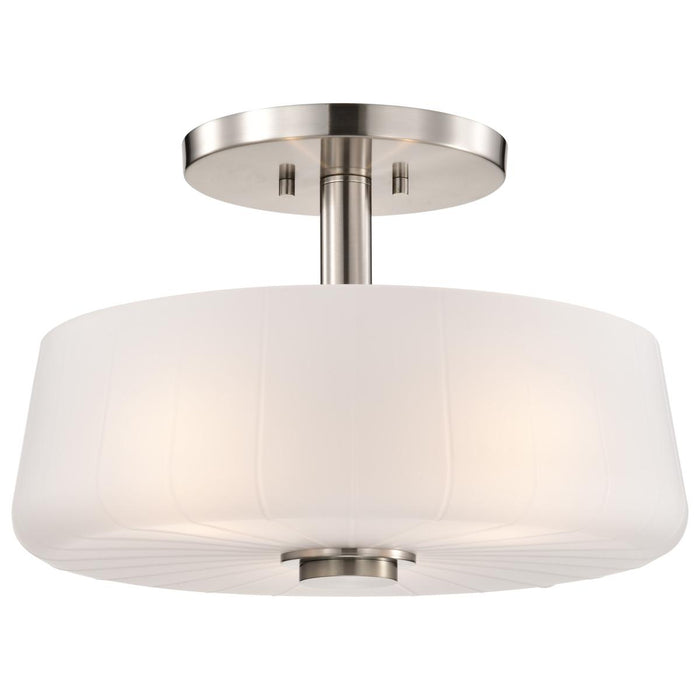 SATCO/NUVO Lune 3-Light Semi-Flush Brushed Nickel Finish Etched White Glass (60-8229)