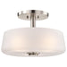 SATCO/NUVO Lune 3-Light Semi-Flush Brushed Nickel Finish Etched White Glass (60-8229)